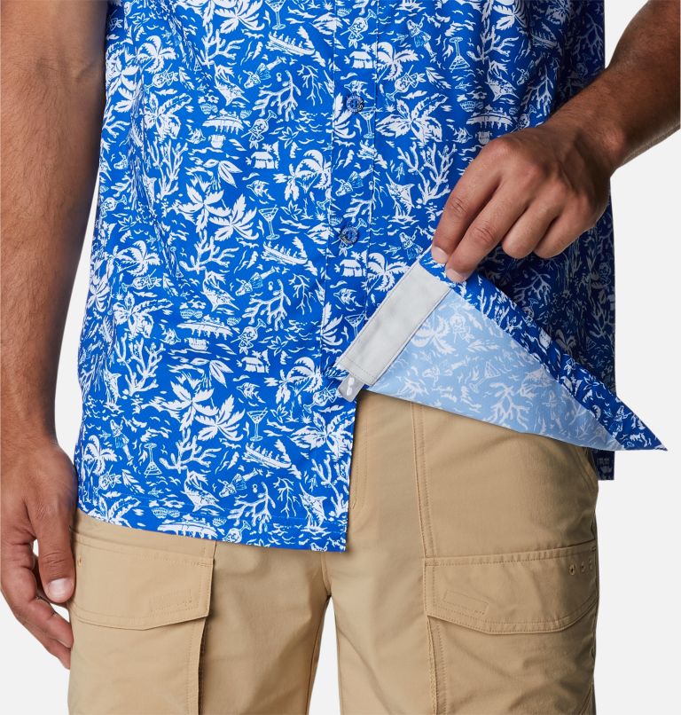 Thumbnail: Men’s PFG Super Slack Tide Camp Shirt, Color: Blue Macaw Kona Print, image 6