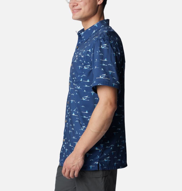 Men's PFG Super Slack Tide Camp Shirt, Color: Carbon Tailfins Print, image 3