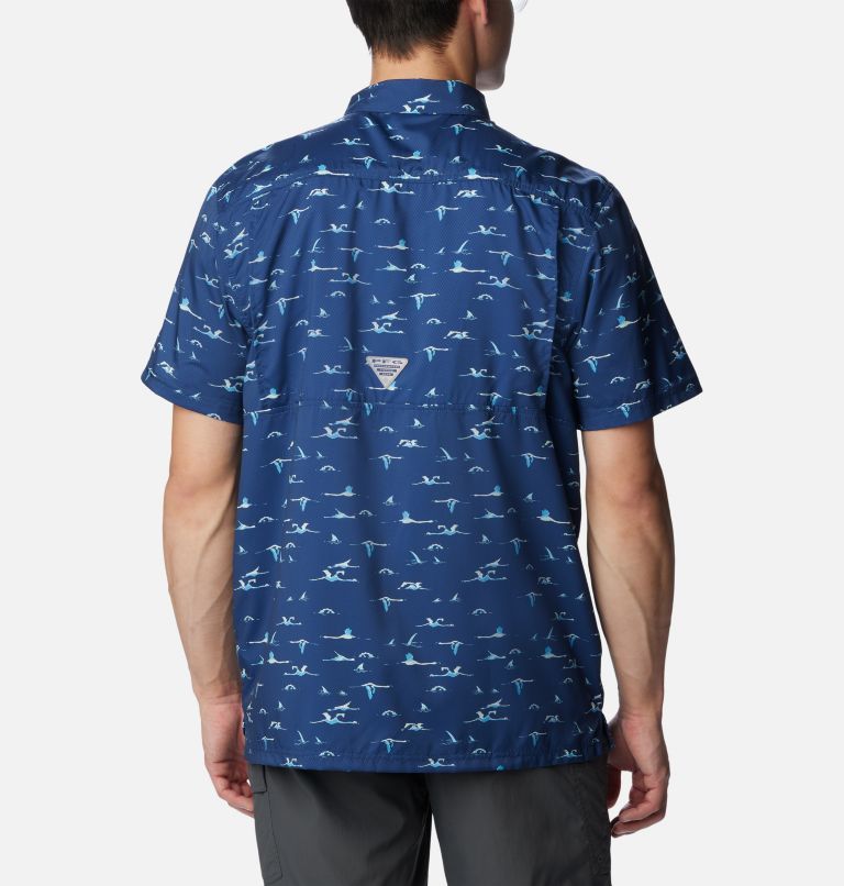 Men's PFG Super Slack Tide Camp Shirt, Color: Carbon Tailfins Print, image 2