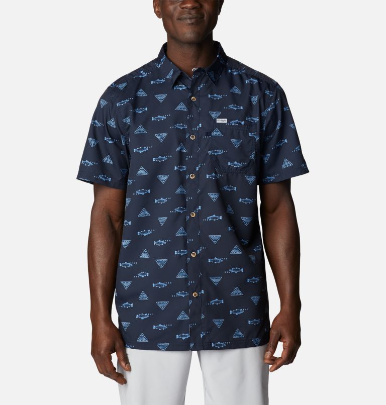 Men’s PFG Super Slack Tide Camp Shirt, Color: Collegiate Navy Rivermade, image 1
