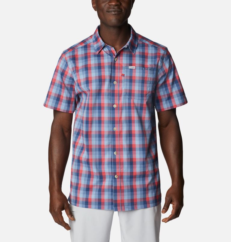 Men’s PFG Super Slack Tide Camp Shirt, Color: Carbon Mid Gingham, image 1