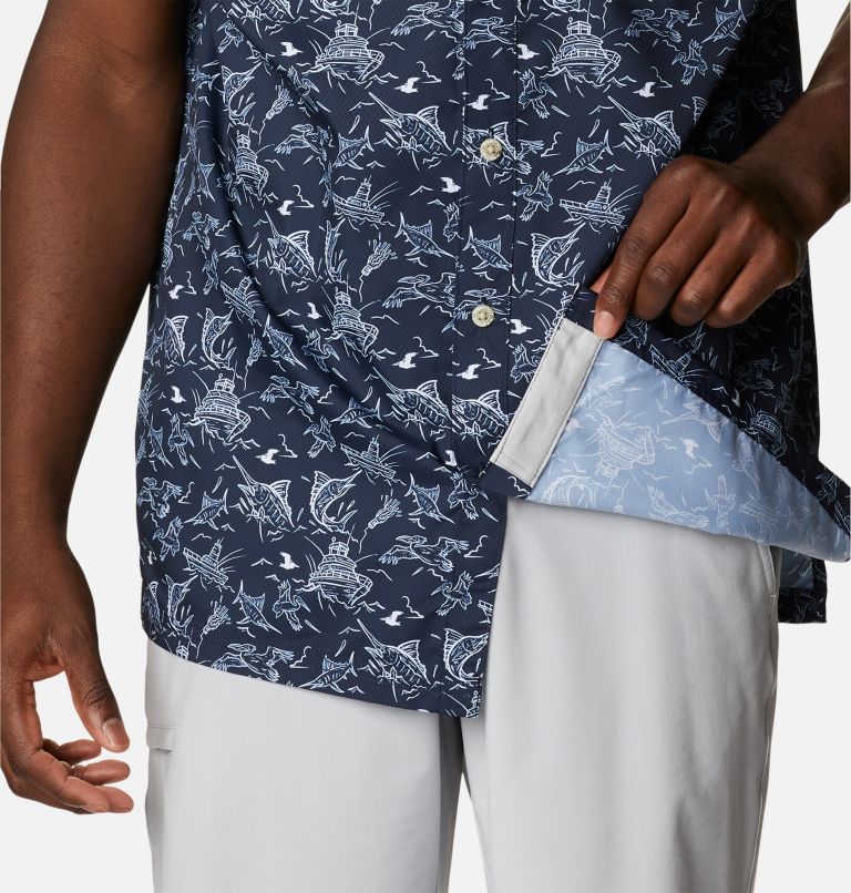 Thumbnail: Men’s PFG Super Slack Tide Camp Shirt, Color: Coll Navy Small Mighty Marlins Print, image 6