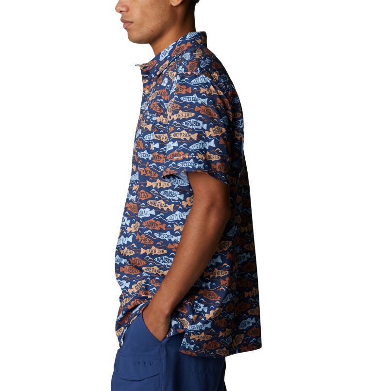 Thumbnail: Men’s PFG Super Slack Tide Camp Shirt, Color: Carbon Fishfinder Print, image 3