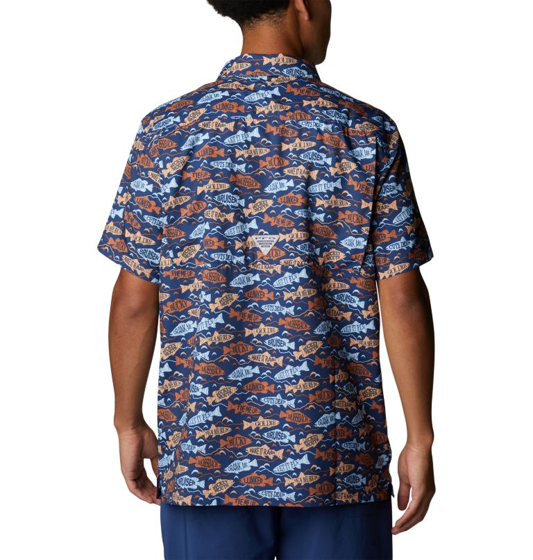 Thumbnail: Men’s PFG Super Slack Tide Camp Shirt, Color: Carbon Fishfinder Print, image 2