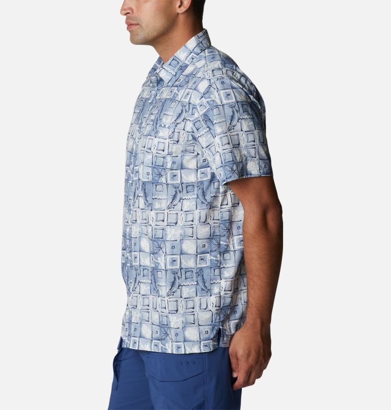 Men’s PFG Super Slack Tide Camp Shirt, Color: Bluestone Trout Batik, image 3