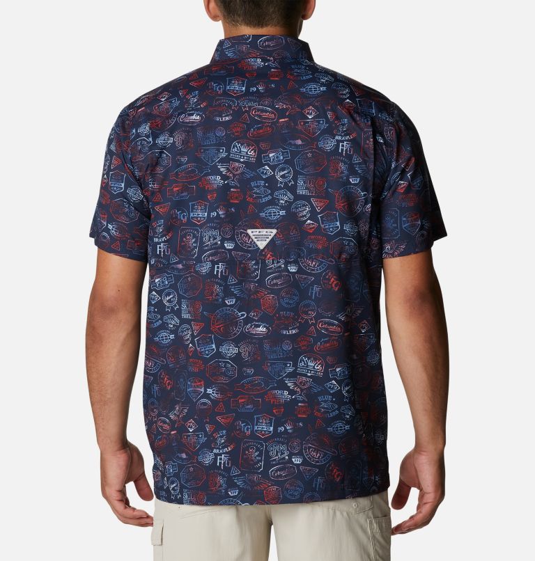 Thumbnail: Men’s PFG Super Slack Tide Camp Shirt, Color: Collegiate Navy Tye Dye Print, image 2