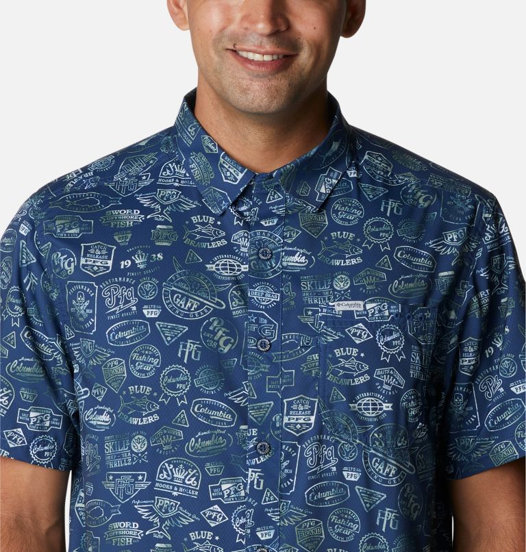 Men’s PFG Super Slack Tide Camp Shirt, Color: Carbon Tye Dye Print, image 4