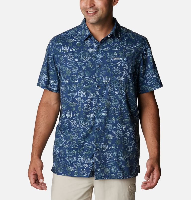 Thumbnail: Men’s PFG Super Slack Tide Camp Shirt, Color: Carbon Tye Dye Print, image 1