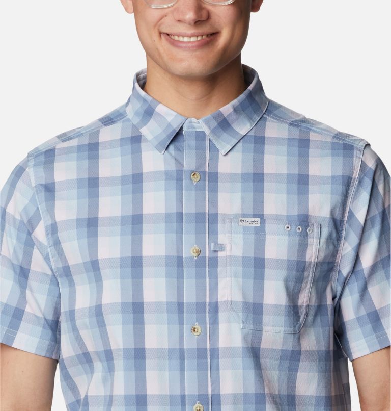 Men's PFG Super Slack Tide Camp Shirt - Tall, Color: Soft Violet Mid Gingham, image 4