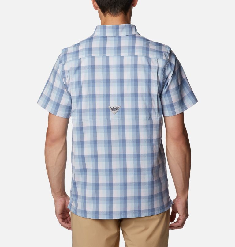 Men's PFG Super Slack Tide Camp Shirt - Tall, Color: Soft Violet Mid Gingham, image 2