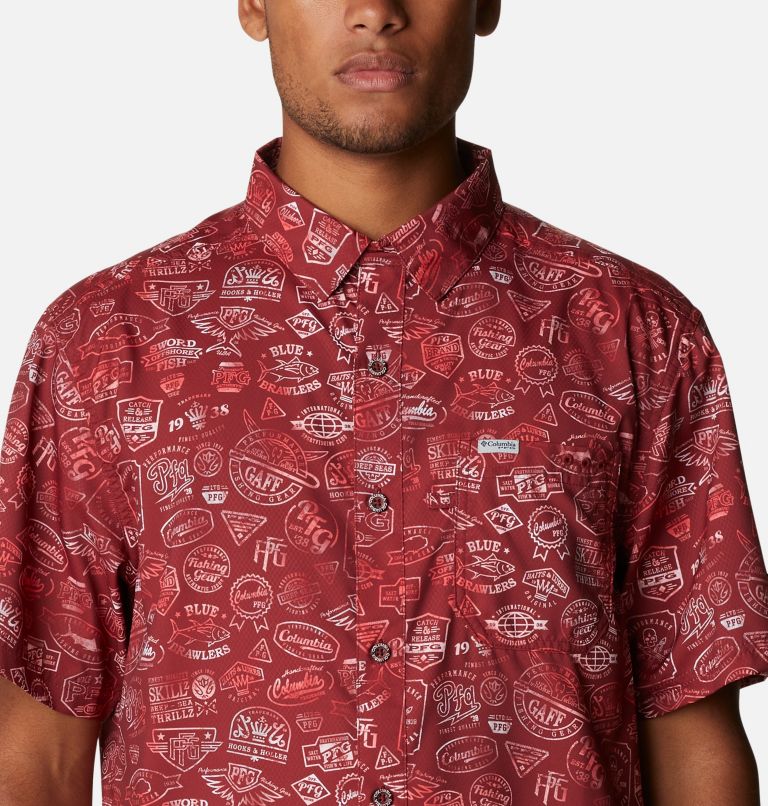 Thumbnail: Men’s PFG Super Slack Tide Camp Shirt, Color: Red Jasper Tye Dye Print, image 4