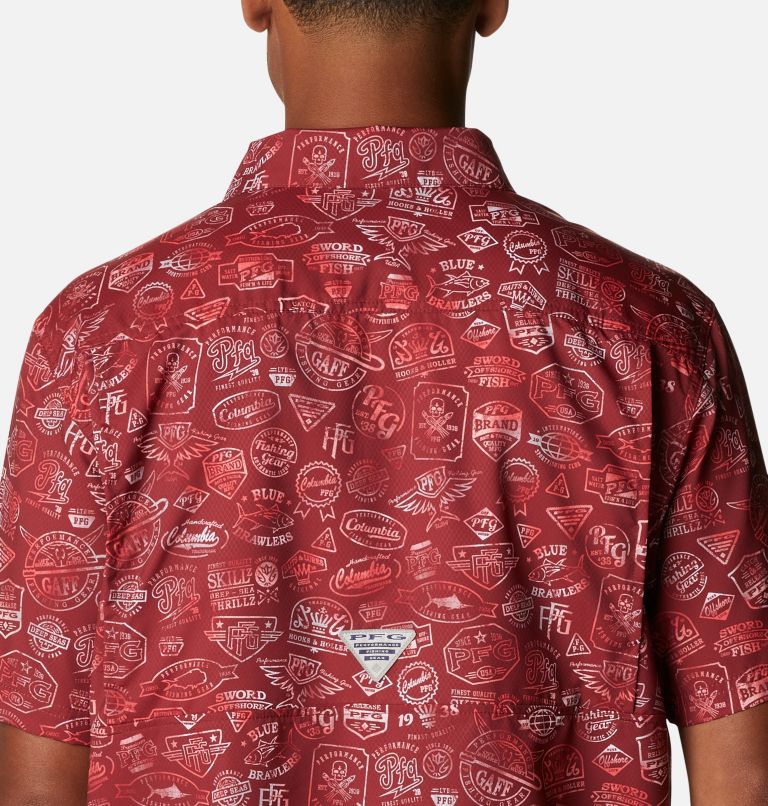 Thumbnail: Men’s PFG Super Slack Tide Camp Shirt, Color: Red Jasper Tye Dye Print, image 5