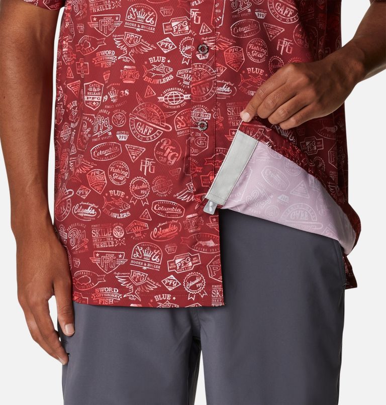 Men’s PFG Super Slack Tide Camp Shirt, Color: Red Jasper Tye Dye Print, image 6