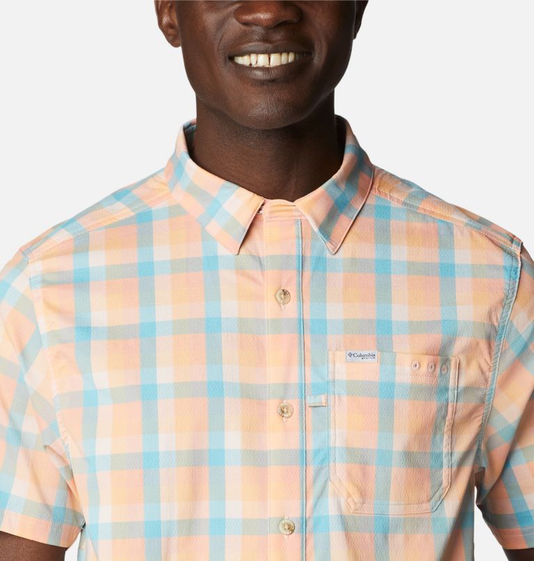 Men’s PFG Super Slack Tide Camp Shirt, Color: Light Coral Mid Gingham, image 4