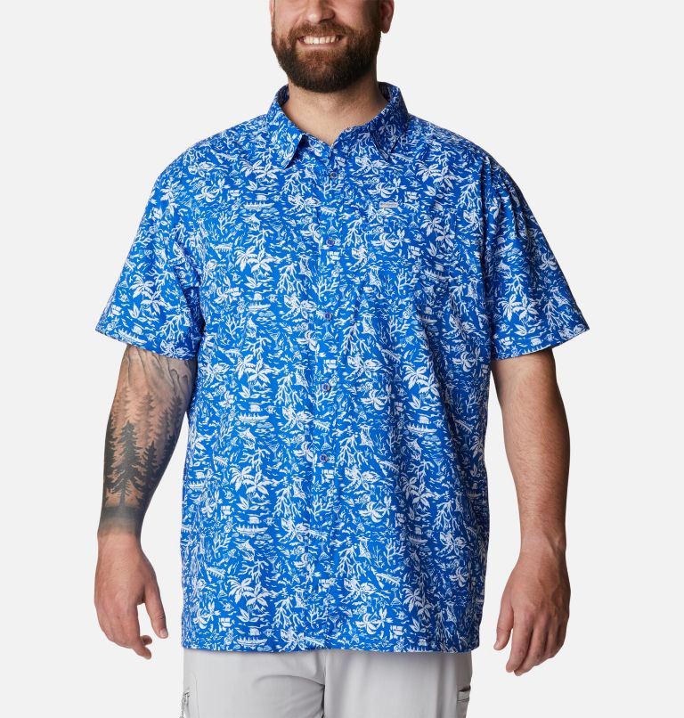Chemise PFG Super Slack Tide Camp Homme - Tailles fortes, Color: Blue Macaw Kona Print
