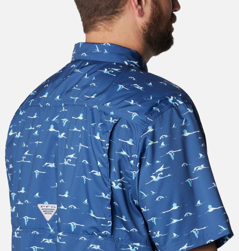 Men's PFG Super Slack Tide Camp Shirt – Big, Color: Carbon Tailfins Print, image 5