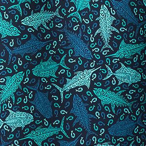 Collegiate Navy Tribal Fish Print