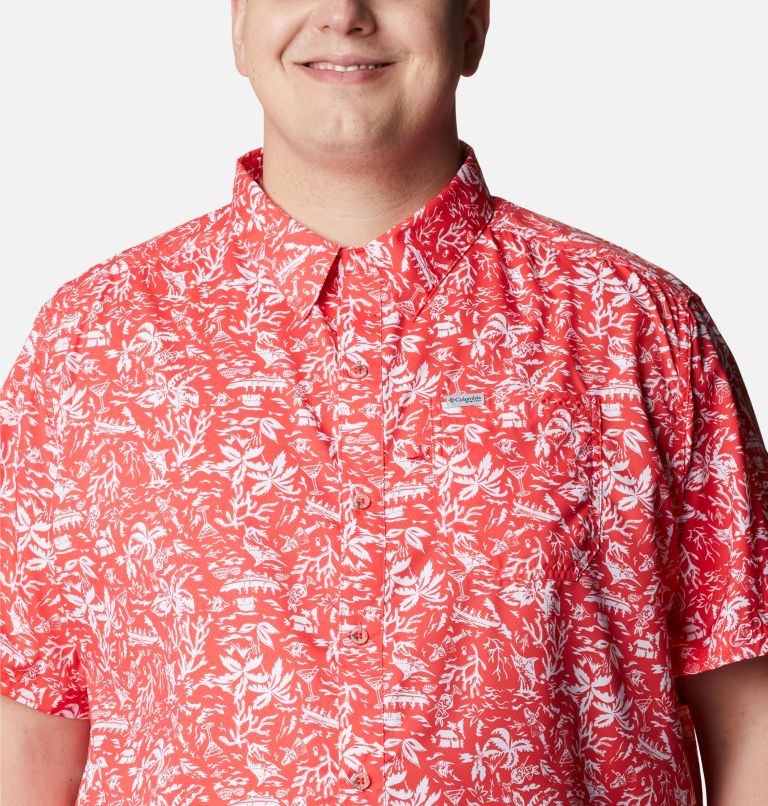 Men's PFG Super Slack Tide Camp Shirt – Big, Color: Red Hibiscus Kona Print, image 4