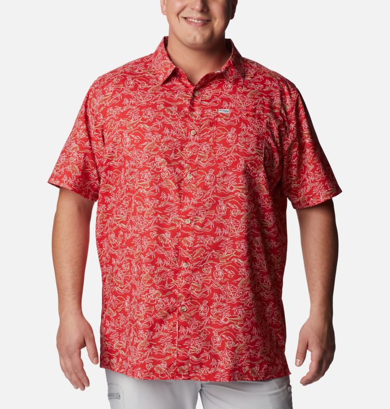Thumbnail: Men's PFG Super Slack Tide Camp Shirt – Big, Color: Red Spark Merry Mahi Print, image 1