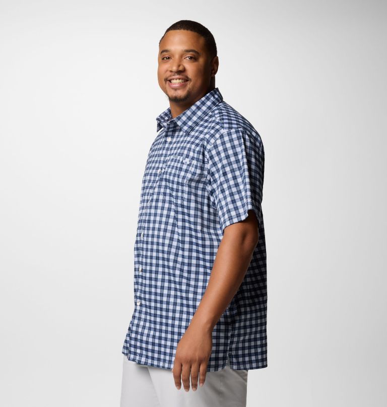 Men's PFG Super Slack Tide Camp Shirt – Big, Color: Collegiate Navy Palaka Grid, image 4