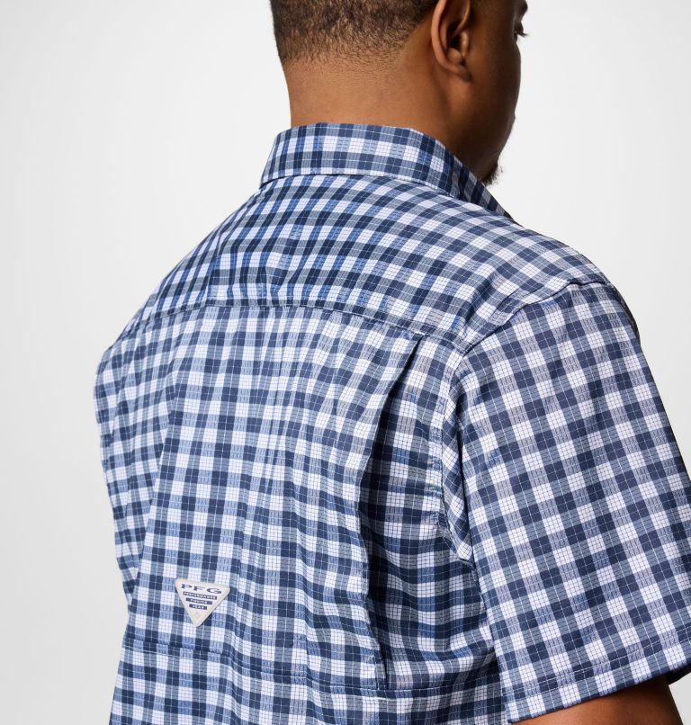 Men's PFG Super Slack Tide Camp Shirt – Big, Color: Collegiate Navy Palaka Grid, image 6