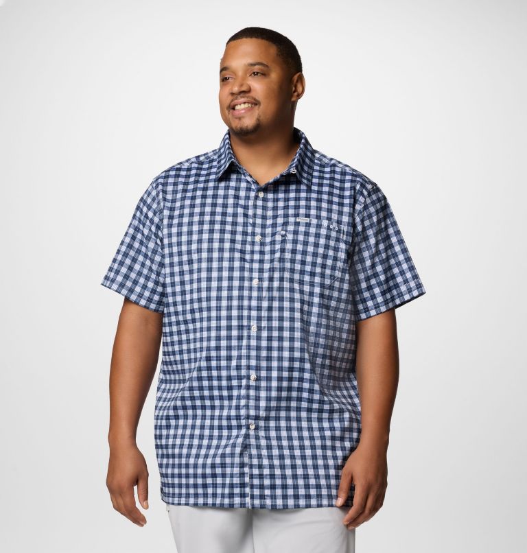 Men's PFG Super Slack Tide Camp Shirt – Big, Color: Collegiate Navy Palaka Grid, image 1