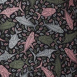 Black Tribal Fish Print