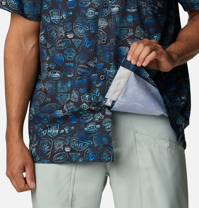 Men's PFG Super Slack Tide Camp Shirt - Tall, Color: Black Tye Dye Print, image 6