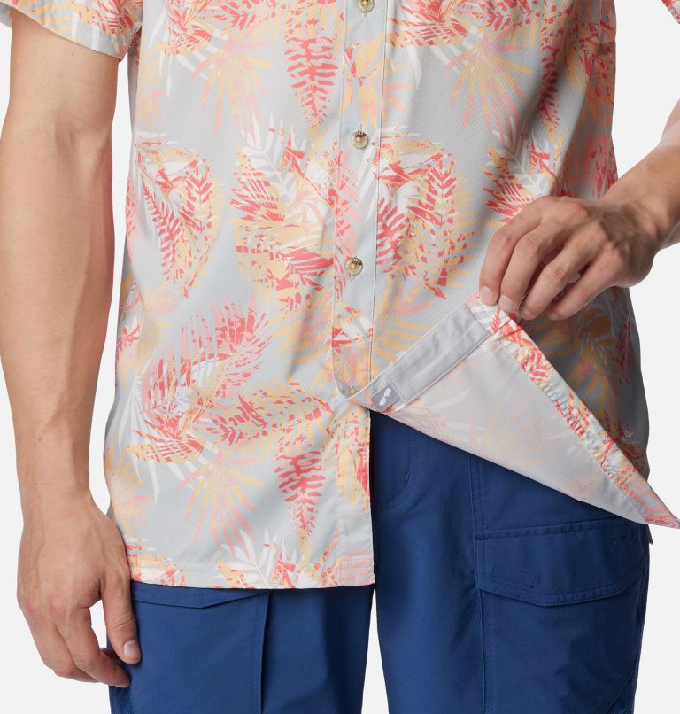 Men's PFG Super Slack Tide Camp Shirt - Tall, Color: Cool Grey Tunatropic Print, image 6