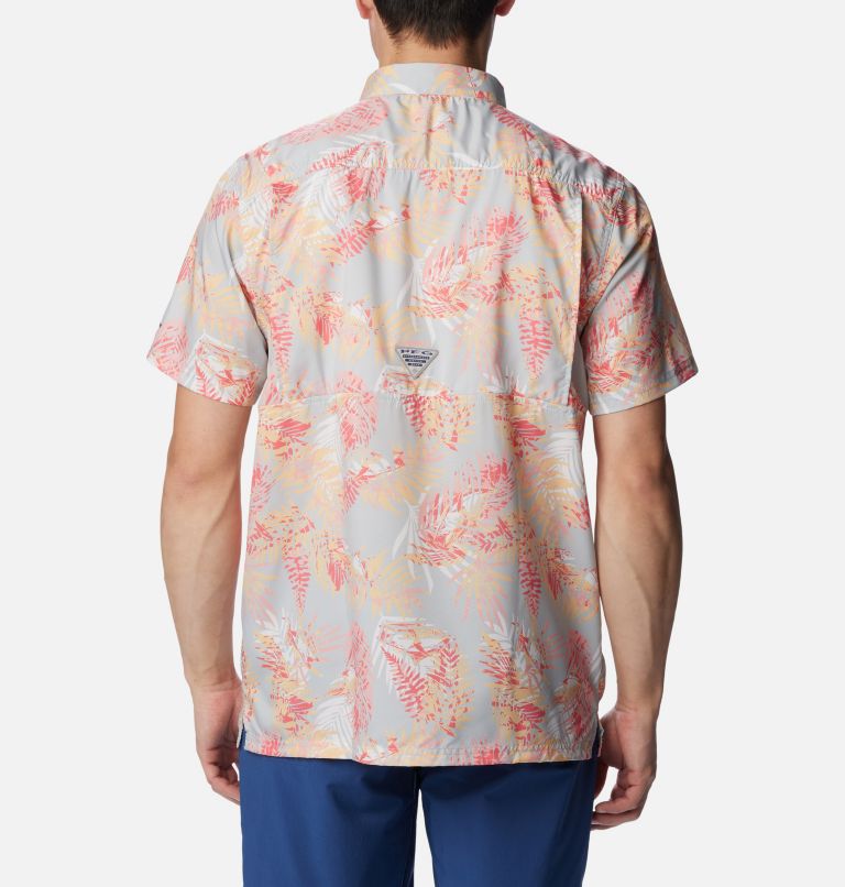 Men's PFG Super Slack Tide Camp Shirt - Tall, Color: Cool Grey Tunatropic Print, image 2