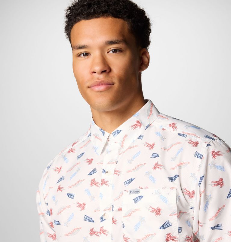 Men's PFG Super Slack Tide Camp Shirt - Tall, Color: White Fly Pride, image 5