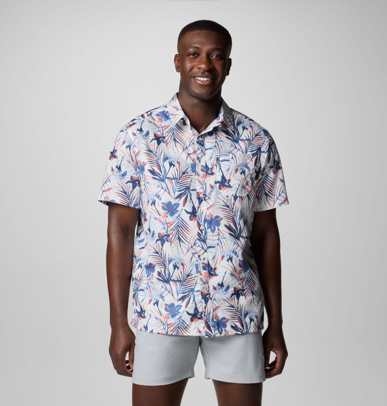 Men's PFG Super Slack Tide Camp Shirt - Tall, Color: White Tropicfield, image 1
