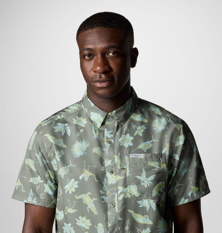 Men's PFG Super Slack Tide Camp Shirt - Tall, Color: Cypress Floridays, image 5