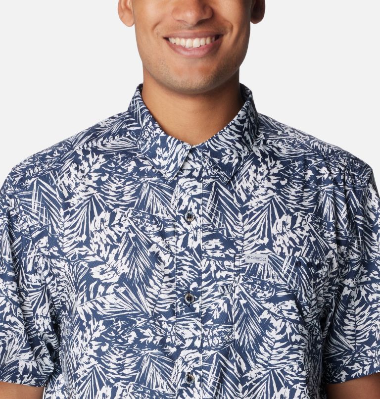 Men's PFG Super Slack Tide Camp Shirt - Tall, Color: Collegiate Navy Tunado Tonal, image 4
