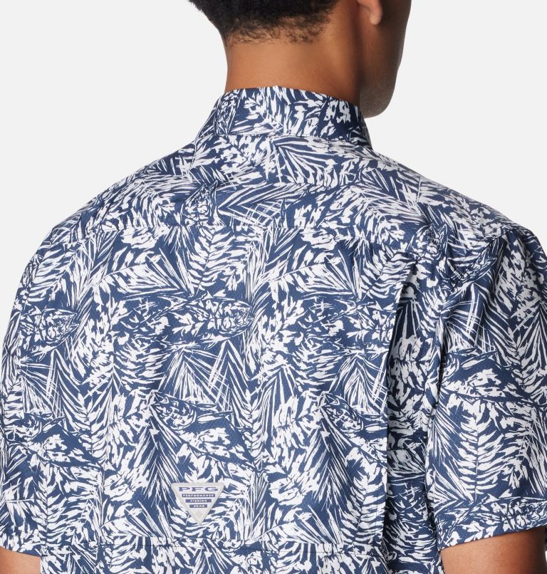 Men's PFG Super Slack Tide Camp Shirt - Tall, Color: Collegiate Navy Tunado Tonal, image 5