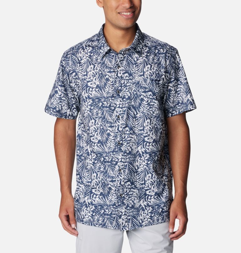 Men's PFG Super Slack Tide Camp Shirt - Tall, Color: Collegiate Navy Tunado Tonal, image 1