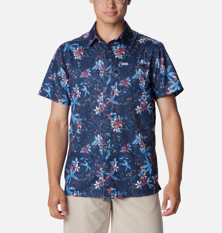 Men's PFG Super Slack Tide Camp Shirt - Tall, Color: Collegiate Navy Palmeria, image 1