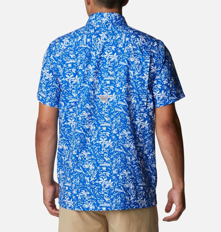 Men's PFG Super Slack Tide Camp Shirt - Tall, Color: Blue Macaw Kona Print