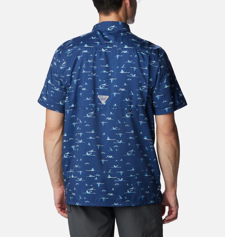 Men's PFG Super Slack Tide Camp Shirt - Tall, Color: Carbon Tailfins Print, image 2