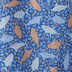 Vivid Blue Tribal Fish Print