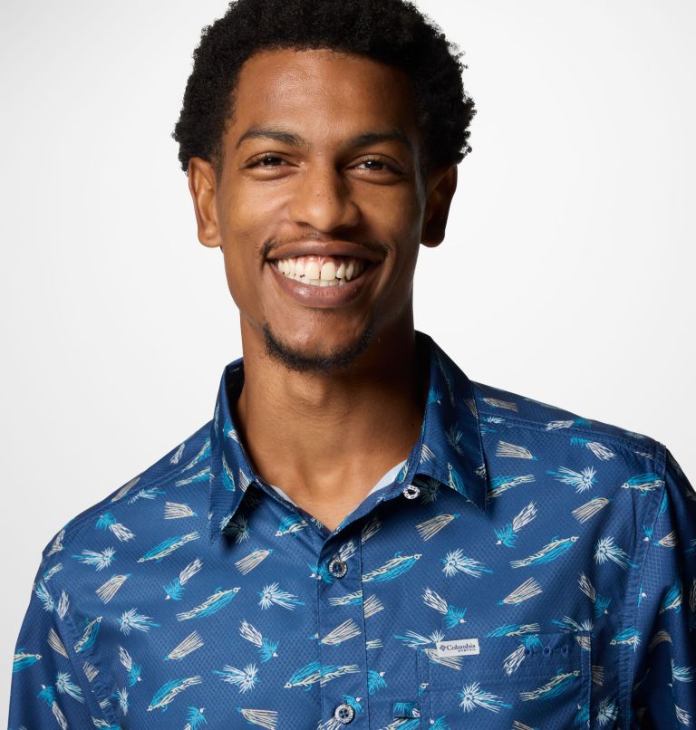 Men's PFG Super Slack Tide Camp Shirt - Tall, Color: Carbon Fly Pride, image 5