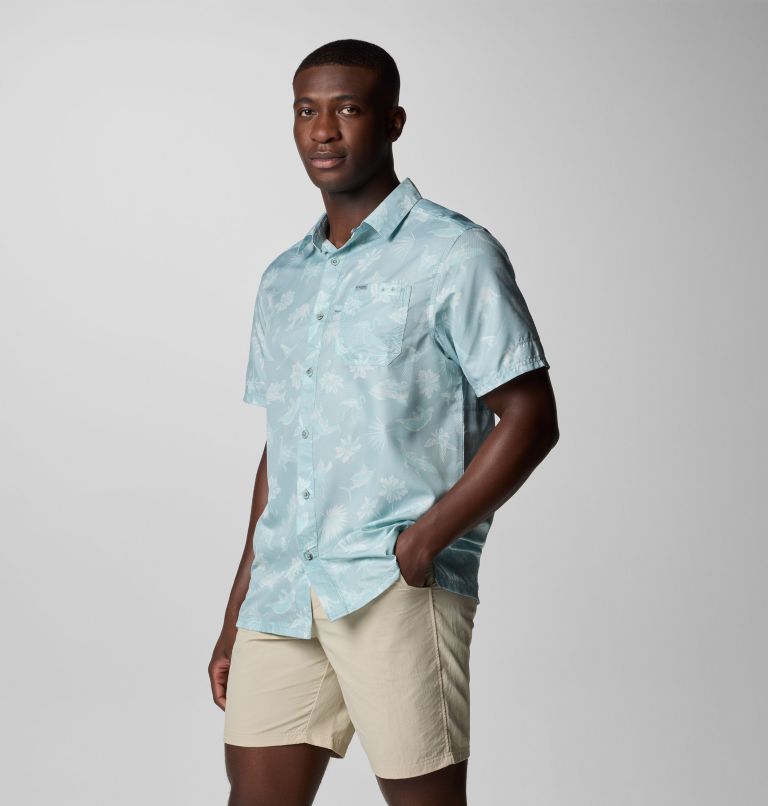 Men's PFG Super Slack Tide Camp Shirt - Tall, Color: Crushed Blue Floridays, image 4