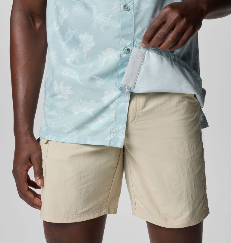 Men's PFG Super Slack Tide Camp Shirt - Tall, Color: Crushed Blue Floridays, image 7