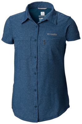 Chemise &agrave; manches courtes Irico&trade; Femme Irico&trade; Short Sleeve Shirt | 627 | XS, Petrol Blue Heather, front