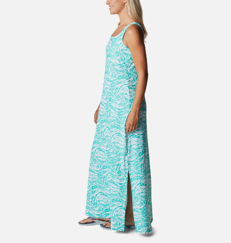 Women's PFG Freezer Maxi Dress, Color: Electric Turquoise Swirlscape, image 3