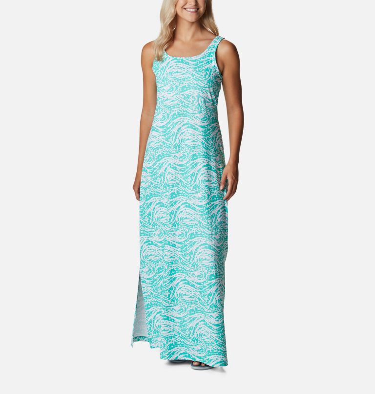 Women's PFG Freezer Maxi Dress, Color: Electric Turquoise Swirlscape