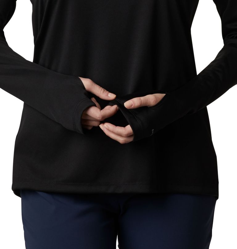 Thumbnail: Women’s PFG Tidal Tee Hoodie, Color: Black, Cirrus Grey Logo, image 6