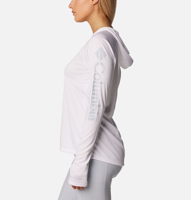 Columbia PFG Tidal Tee Hoodie Women's (White, Cirrus Grey Logo)