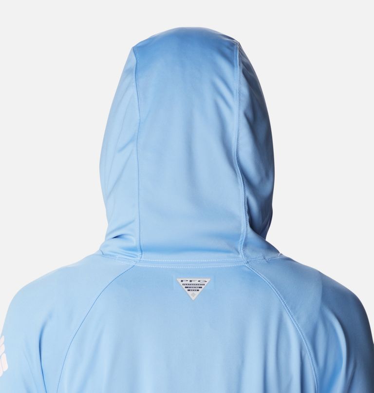 Women’s PFG Tidal Tee Hoodie, Color: Agate, Satin Pink Logo, image 5