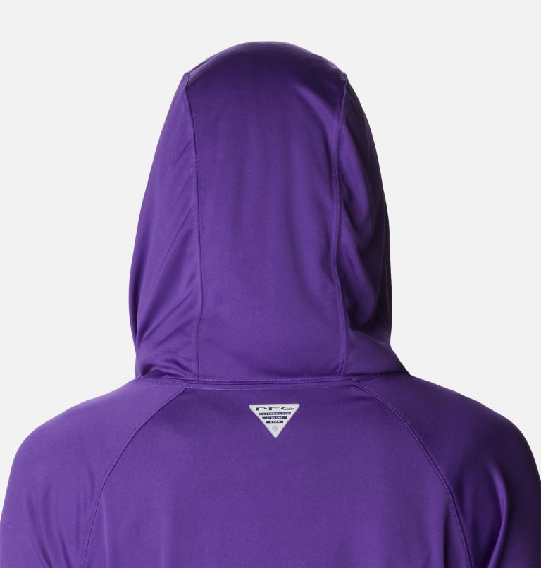 Women’s PFG Tidal Tee Hoodie, Color: Vivid Purple, White Logo, image 5